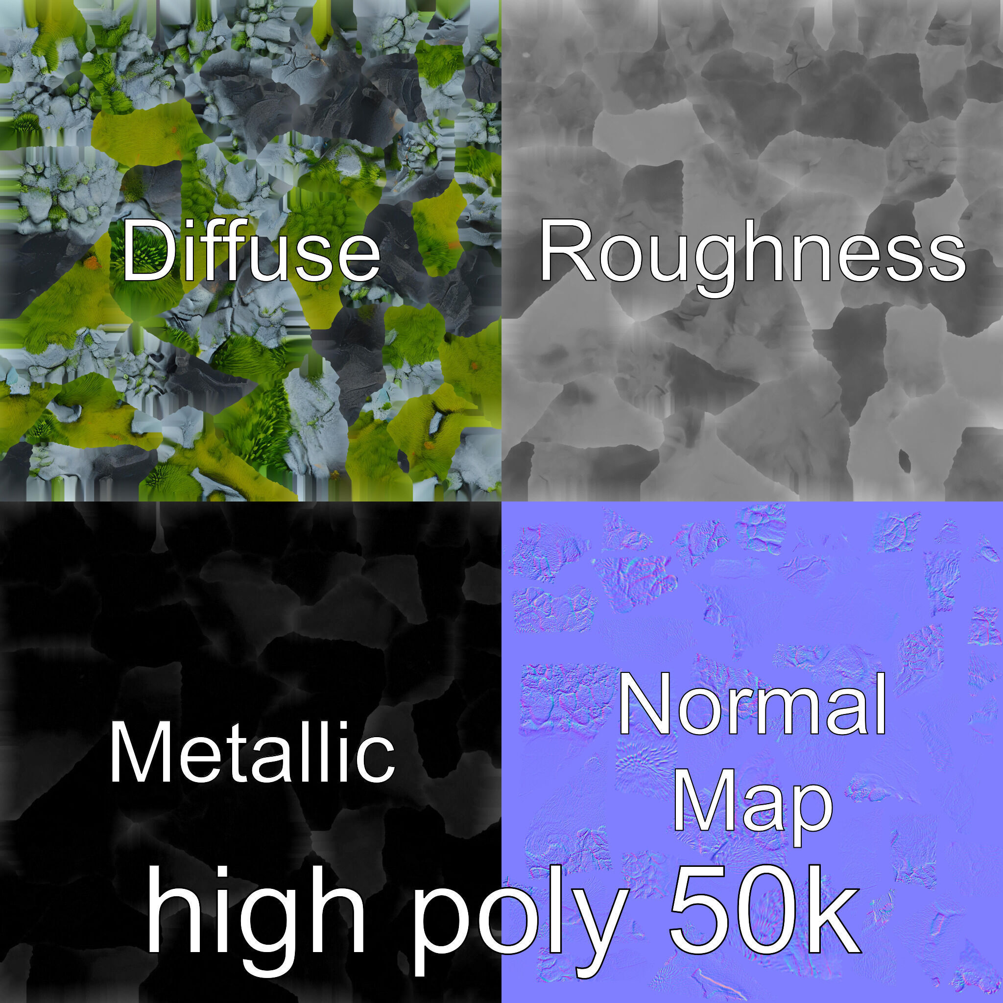 Moss-Covered Stone Forest Environment model pack Low-poly 3D model_24