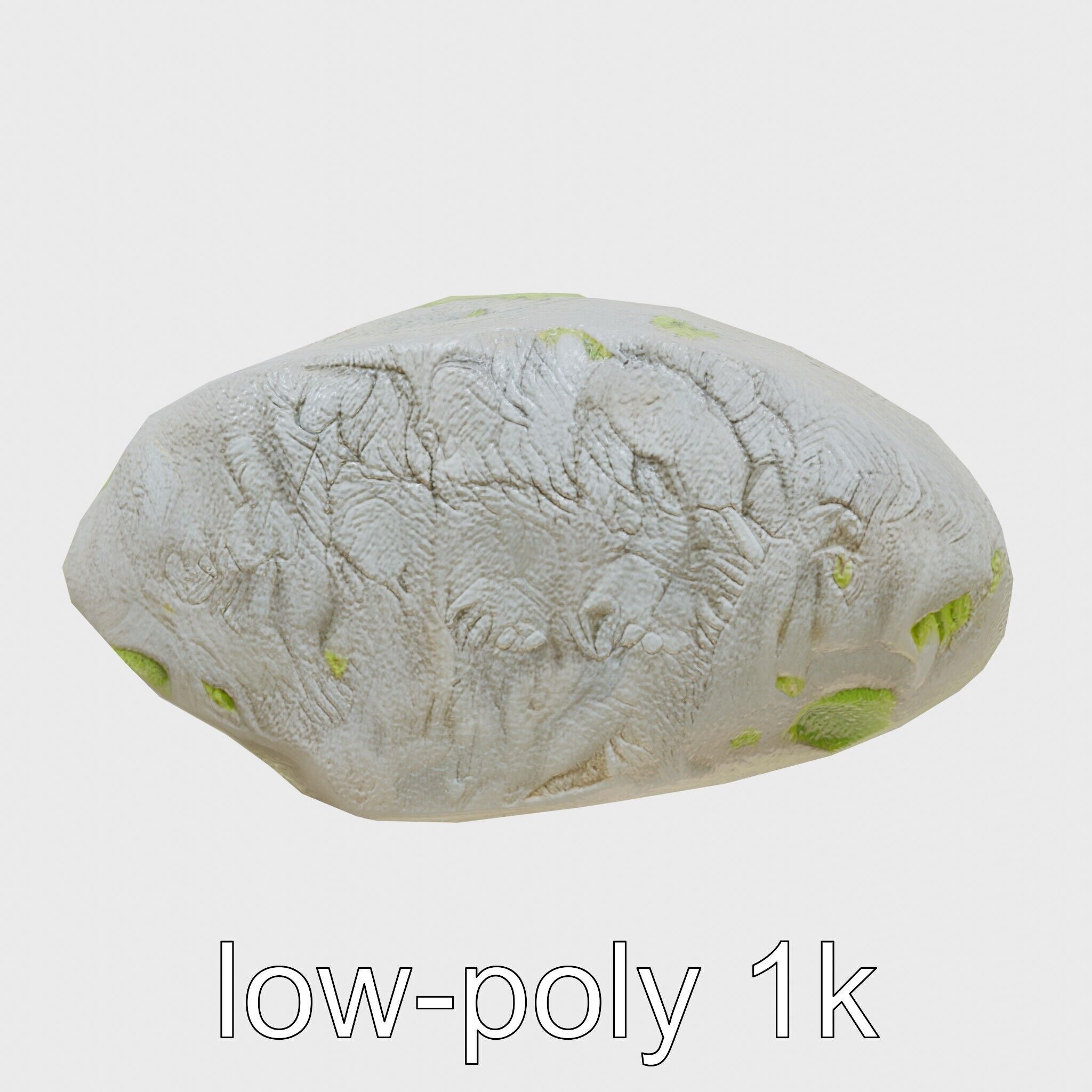 Mossy River Rock with Glossy Surface model pack Low-poly 3D model_32