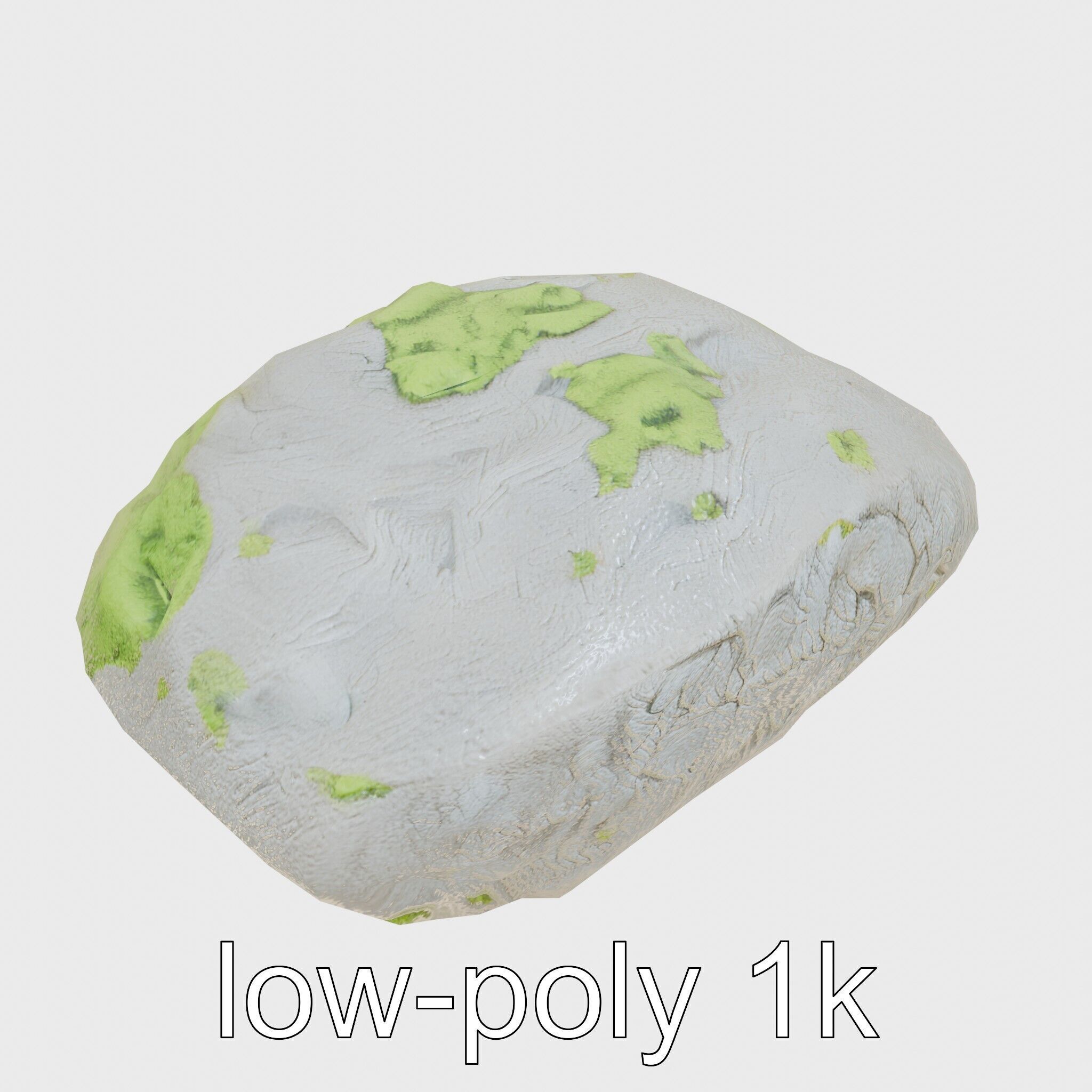 Mossy River Rock with Glossy Surface model pack Low-poly 3D model_13
