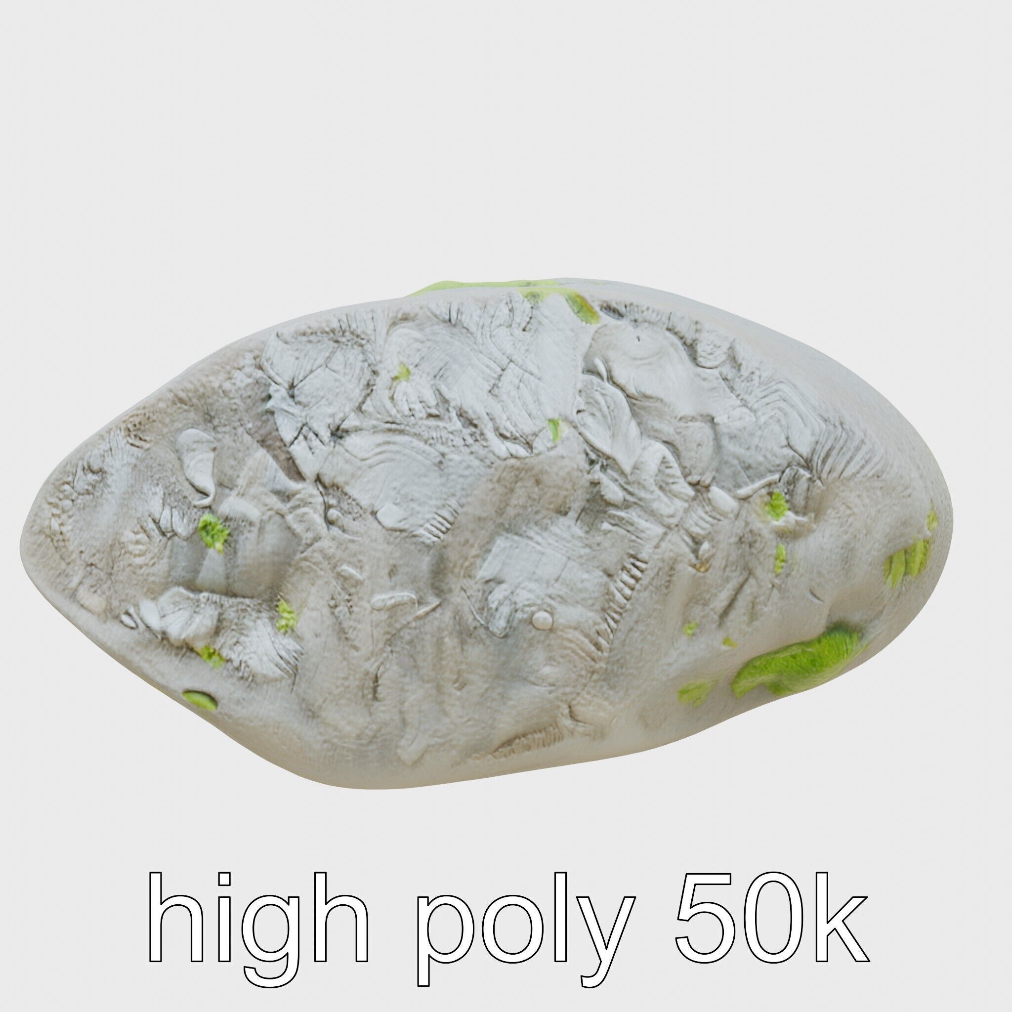 Mossy River Rock with Glossy Surface model pack Low-poly 3D model_5
