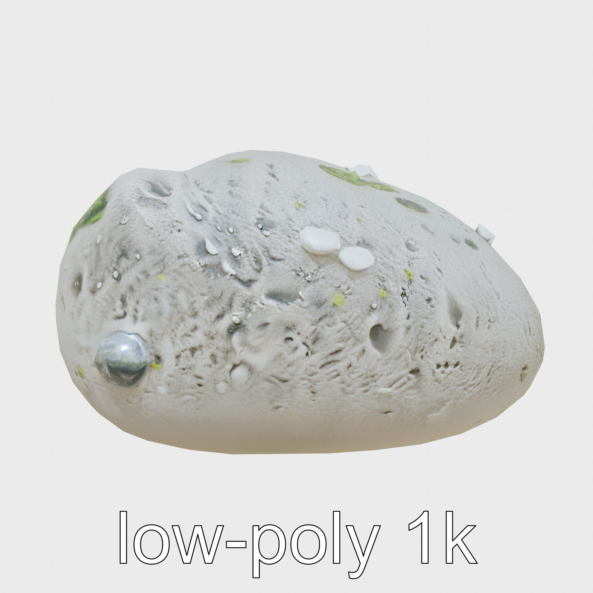 Mossy Pebble with Dewdrops model pack Low-poly 3D model_16
