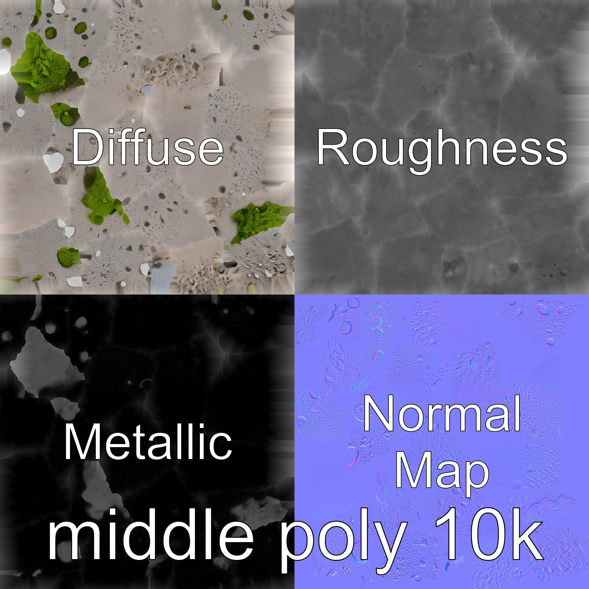 Mossy Pebble with Dewdrops model pack Low-poly 3D model_33