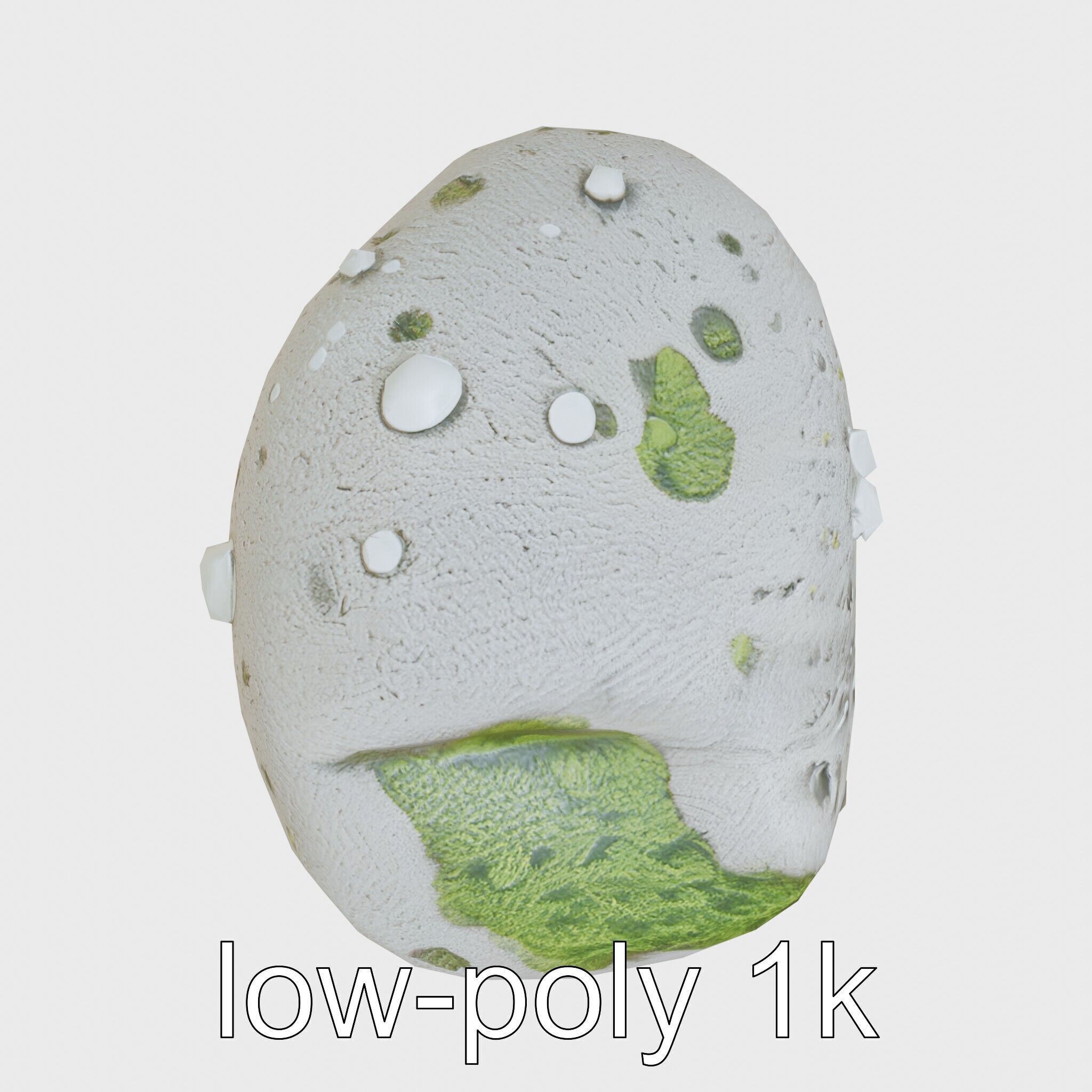 Mossy Pebble with Dewdrops model pack Low-poly 3D model_7