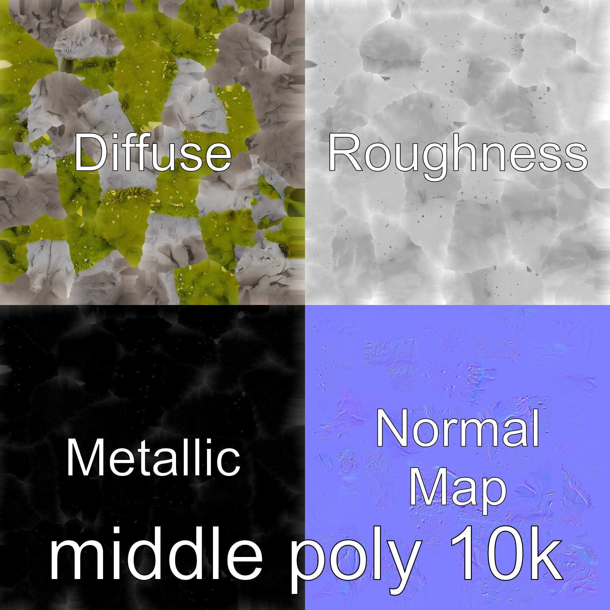 Mossy Stone Terrain Element model pack Low-poly 3D model_24