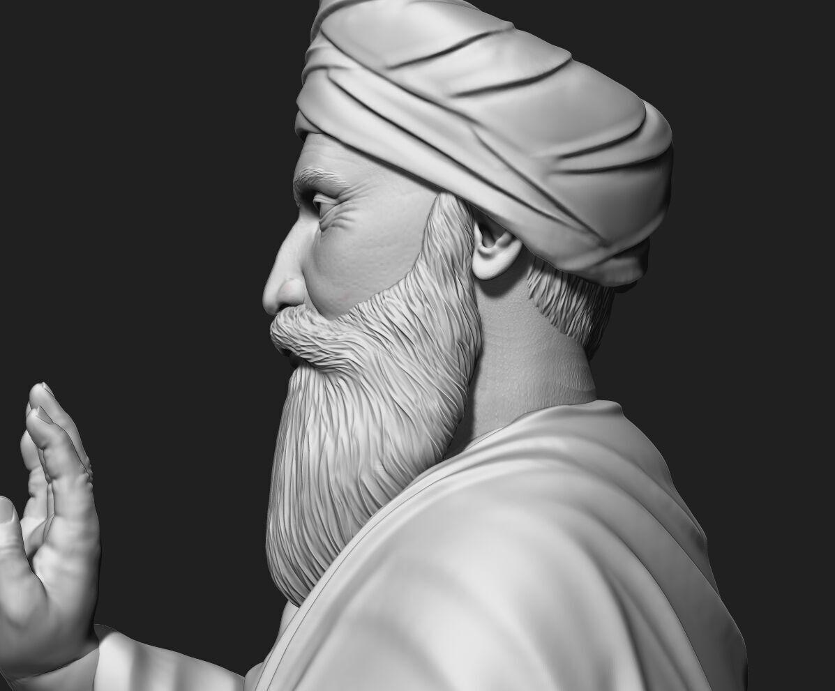 Guru Nanak Sculpture 3D print model_13