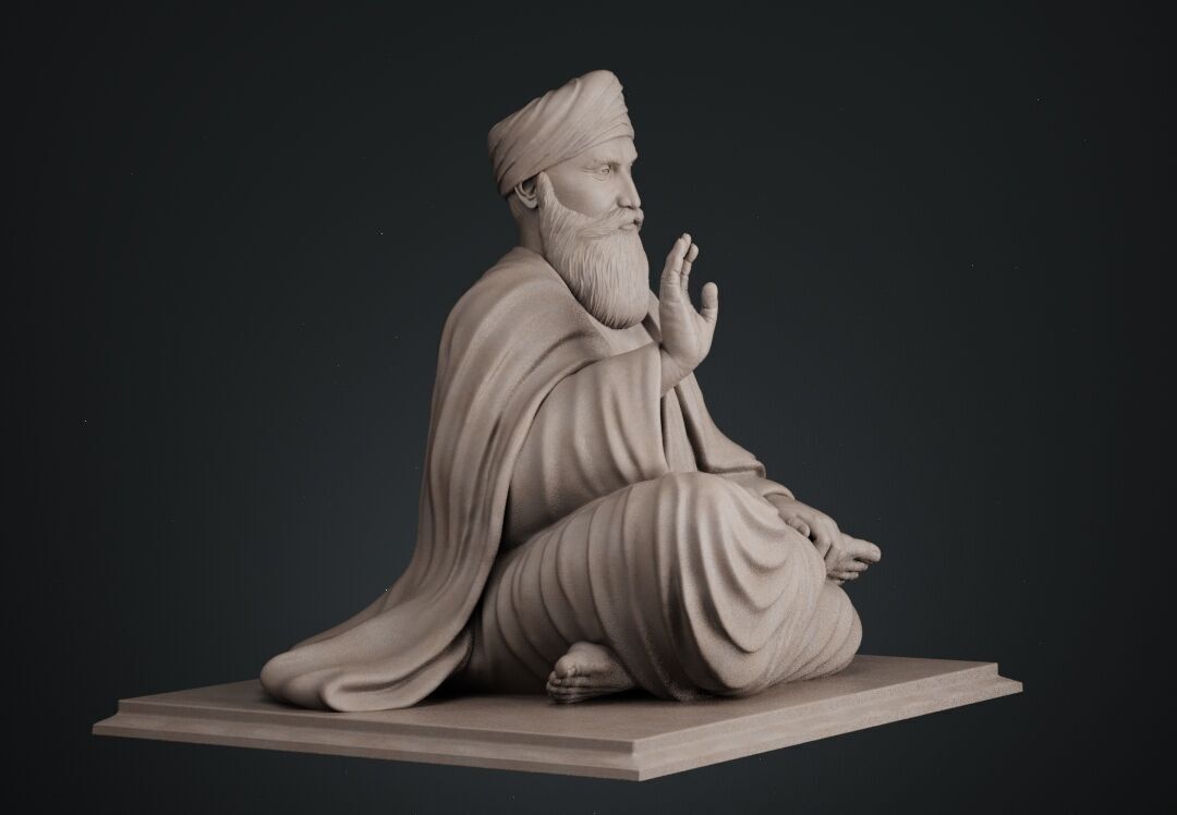 Guru Nanak Sculpture 3D print model_3