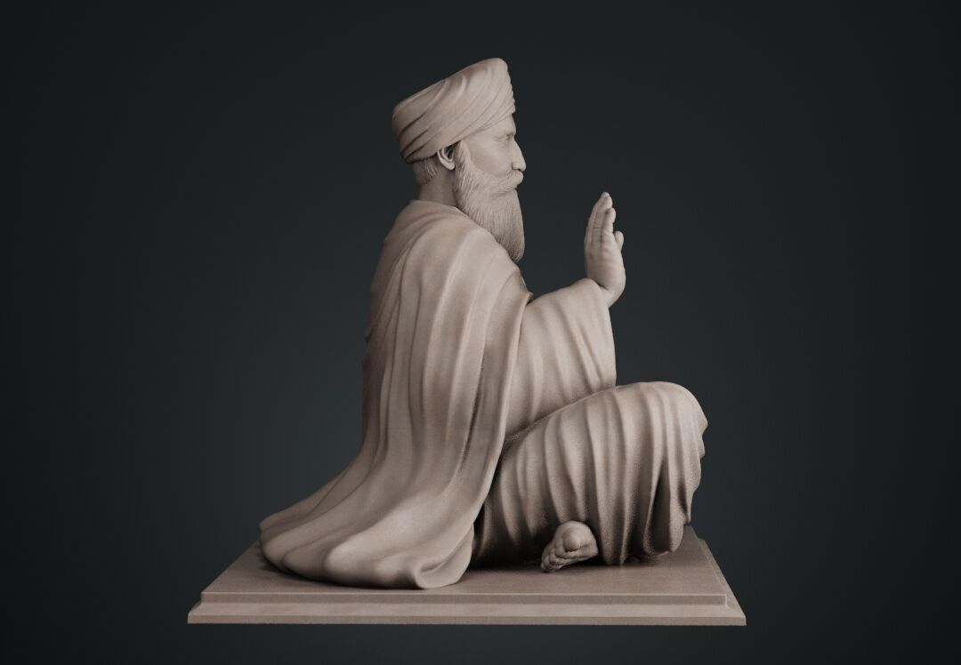 Guru Nanak Sculpture 3D print model_4