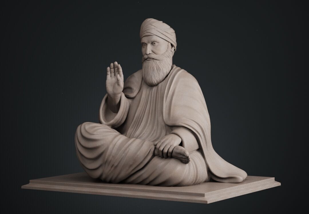 Guru Nanak Sculpture 3D print model_12