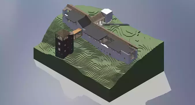 Villa Busk Sverre Fehn V1 Low-poly 3D model