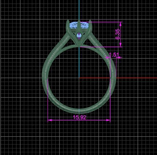 Diamond ring -And zircone Ring  3D print model_7