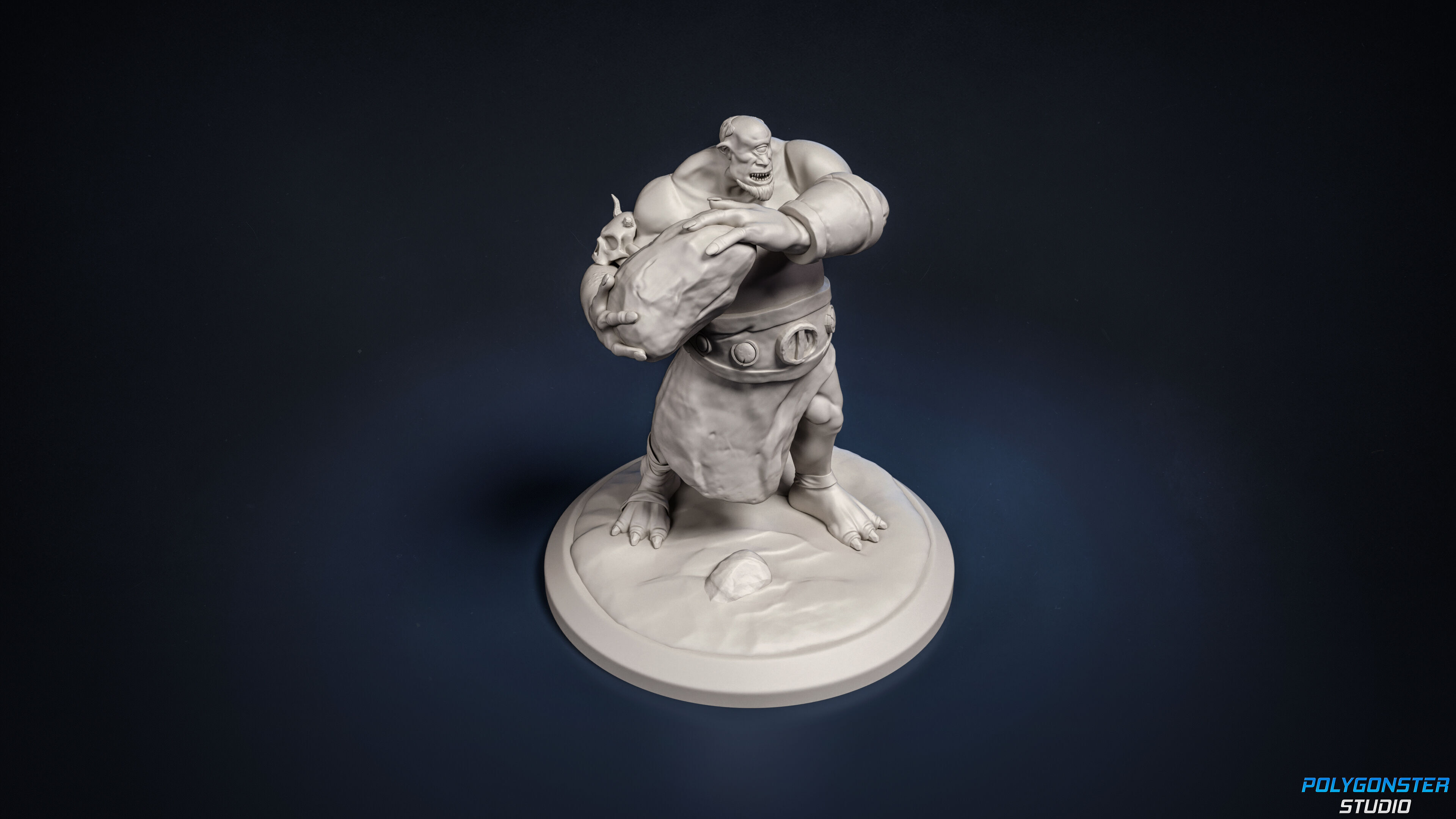 Cyclops with a stone 3D print model_5