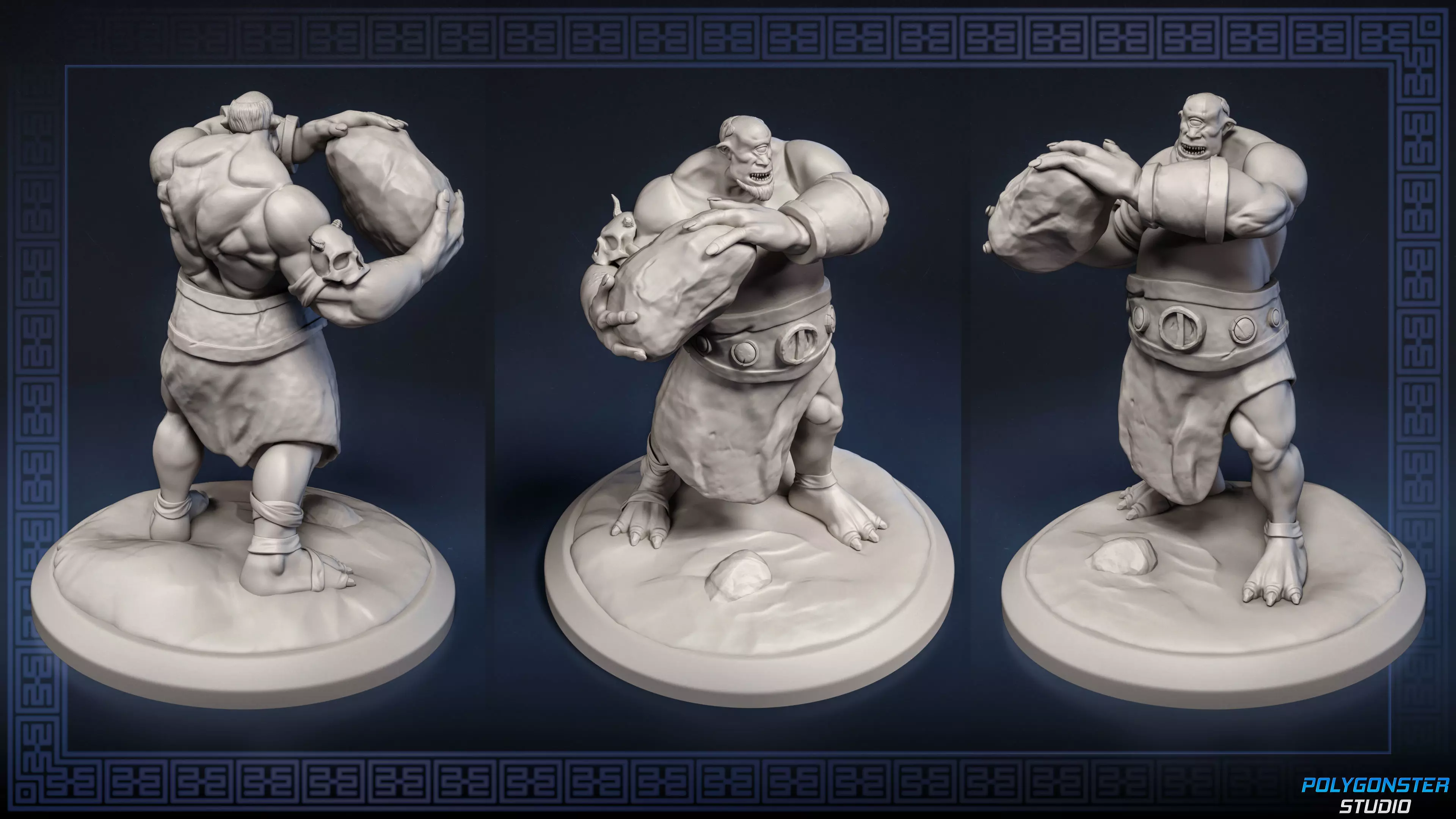 Cyclops with a stone 3D print model_0