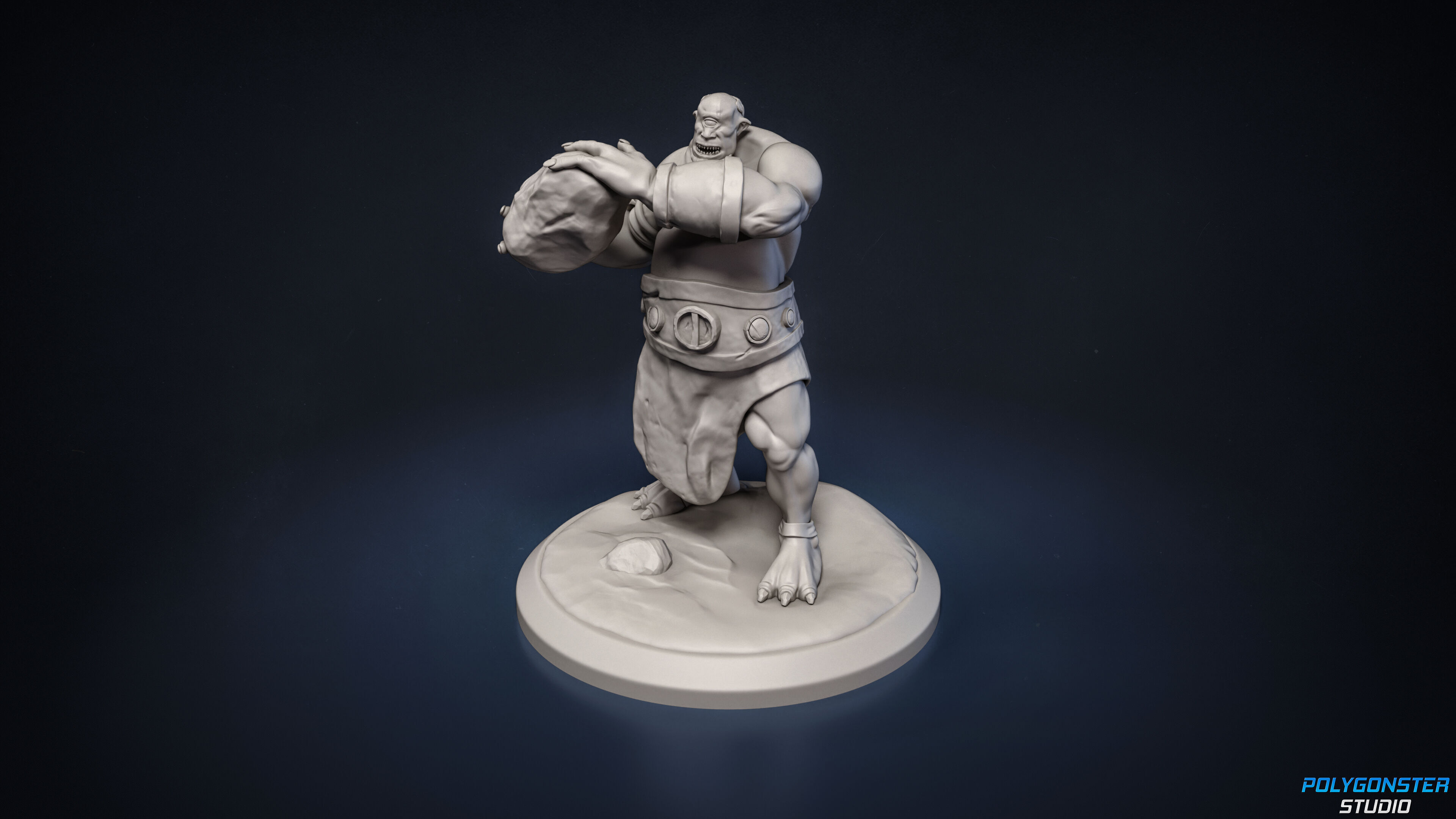 Cyclops with a stone 3D print model_2