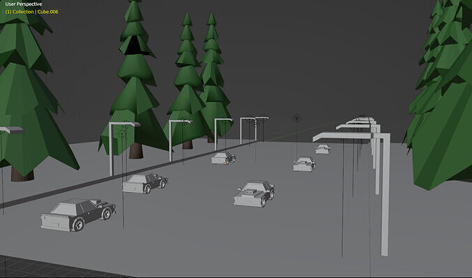 Car in highway with tree and Lamppost Free low-poly 3D model