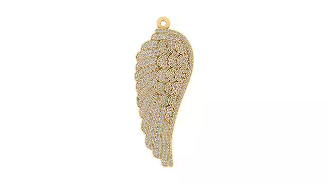 Iced-Out Angel Wing Diamond Pendant 3D print model