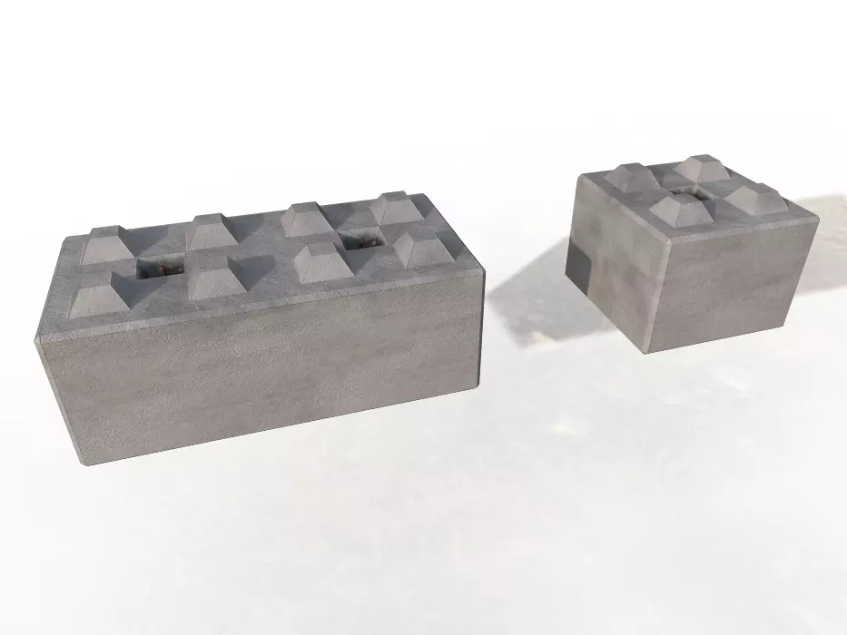 Set of Concrete Big Blocks for Barriers Low-poly 3D model_0