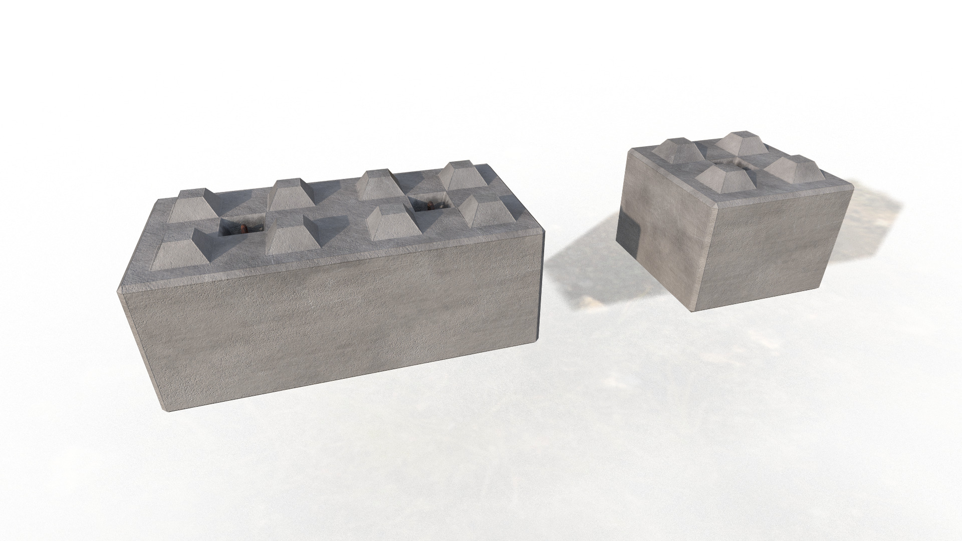 Set of Concrete Big Blocks for Barriers Low-poly 3D model_3