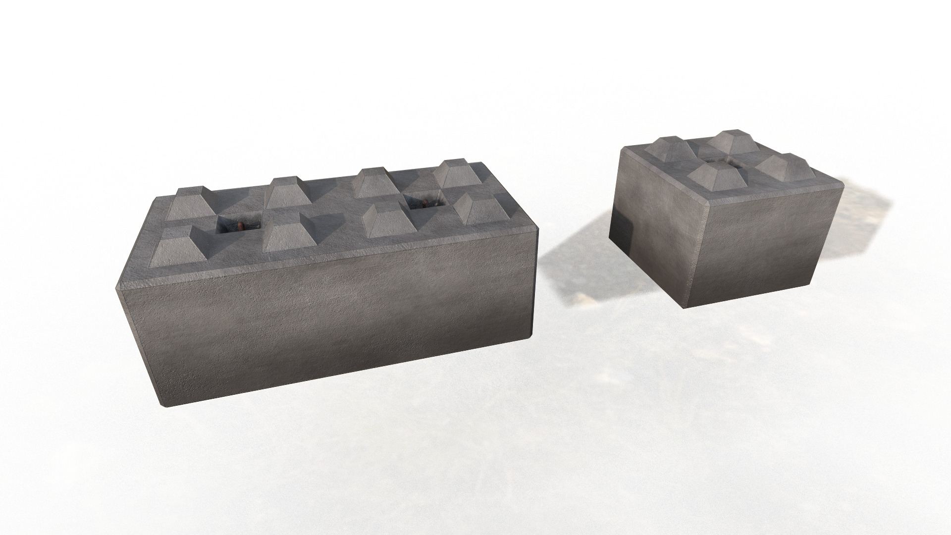 Set of Concrete Big Blocks for Barriers Low-poly 3D model_1