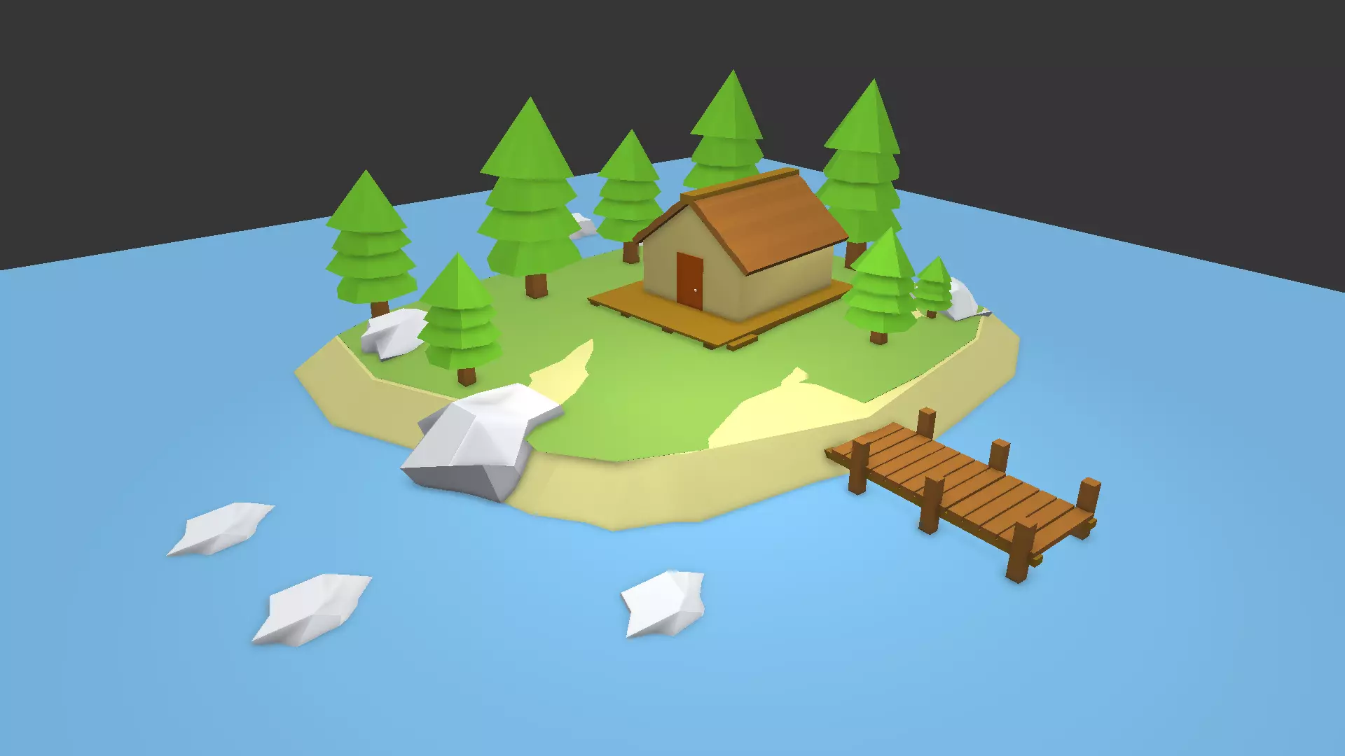 Floating Island Free low-poly 3D model