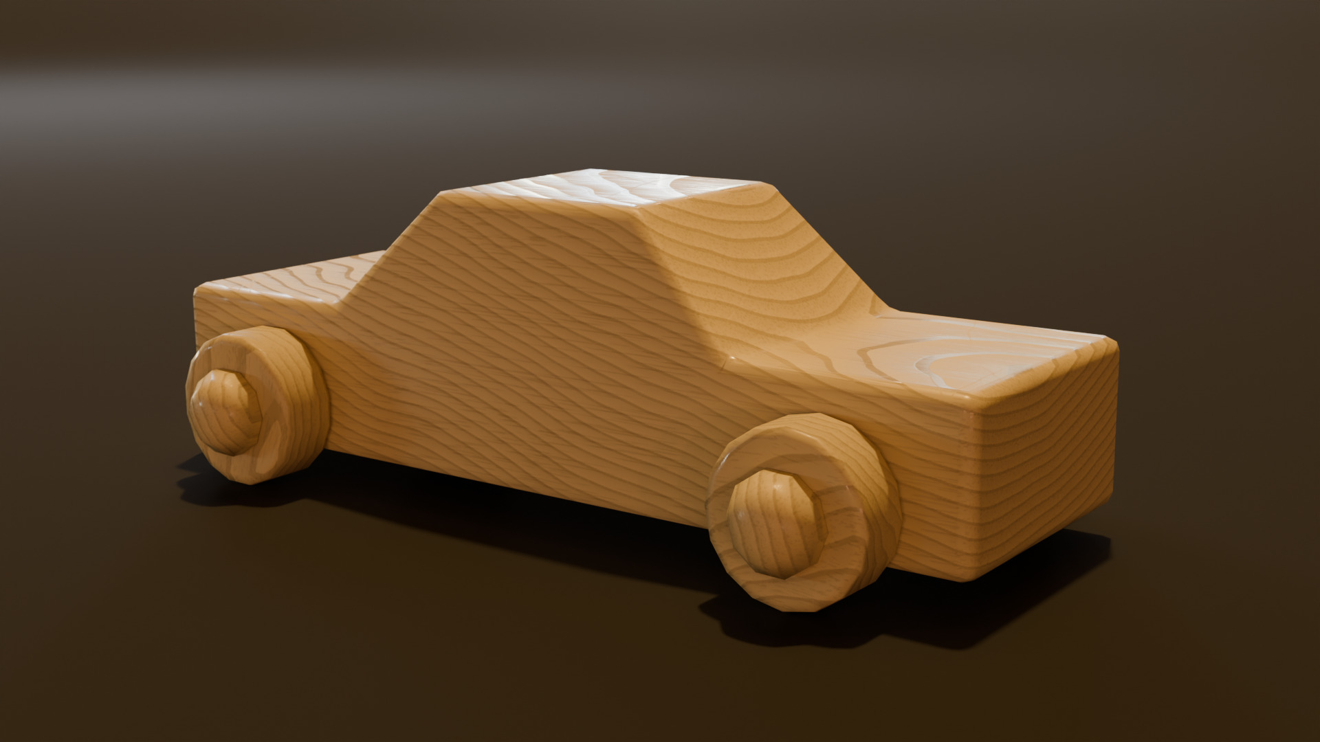 Wooden Toy Car Low-poly 3D model_2