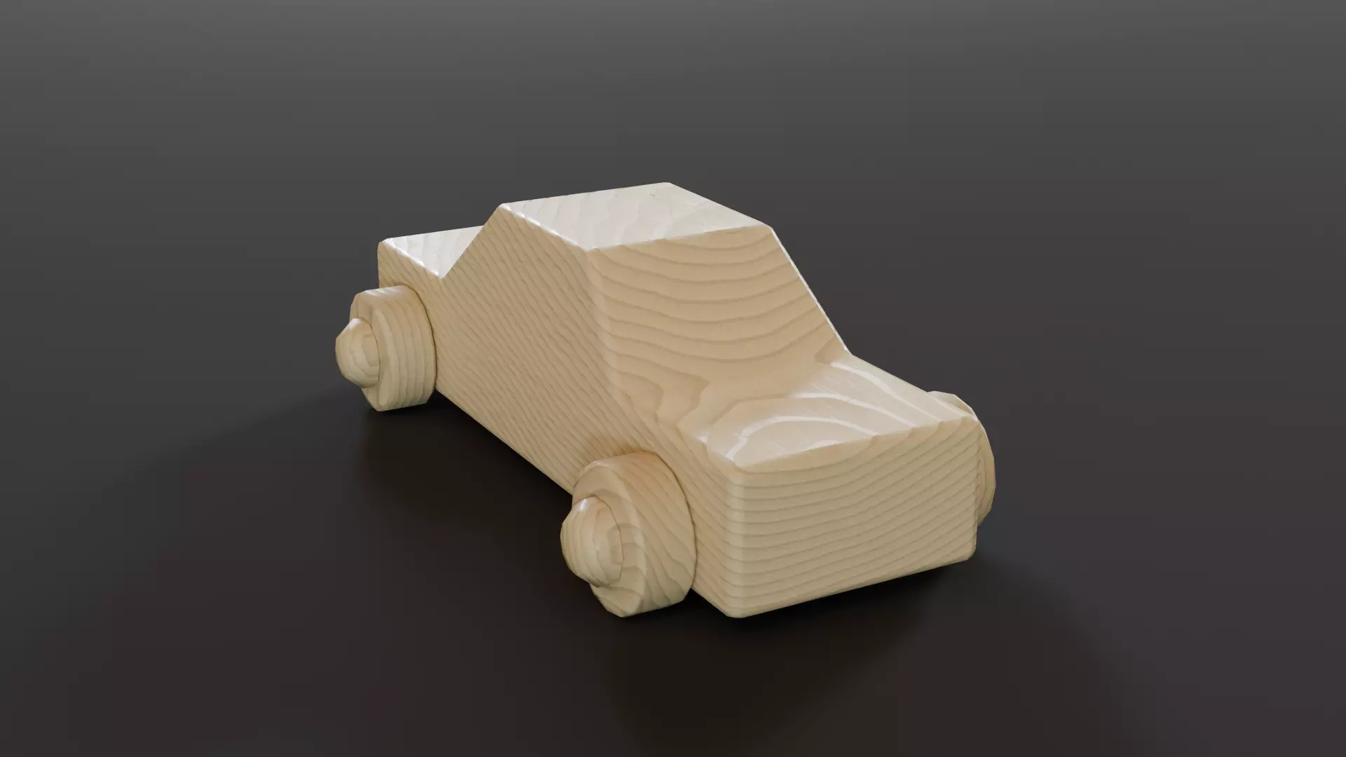 Wooden Toy Car Low-poly 3D model_0