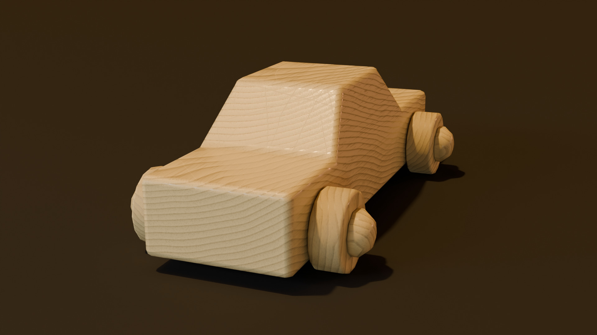 Wooden Toy Car Low-poly 3D model_1