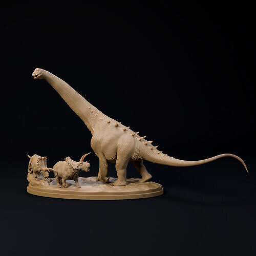 Alamosaurus and Bravoceratops 1-100 scale pre-supported dinosaur 3D print model