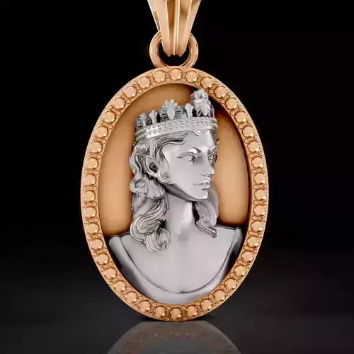 Queen pendant  printable gold jewelry printable 3D model