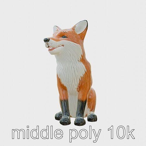 Grinning Fox Maquette Cheerful Posture model pack Low-poly 3D model
