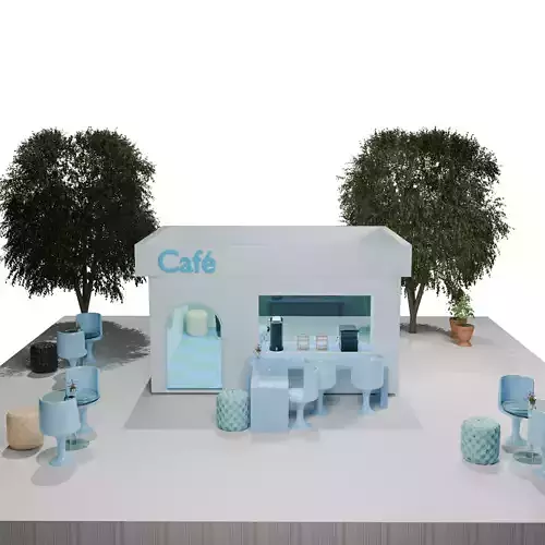Cafe 3D Render with Modern Interior