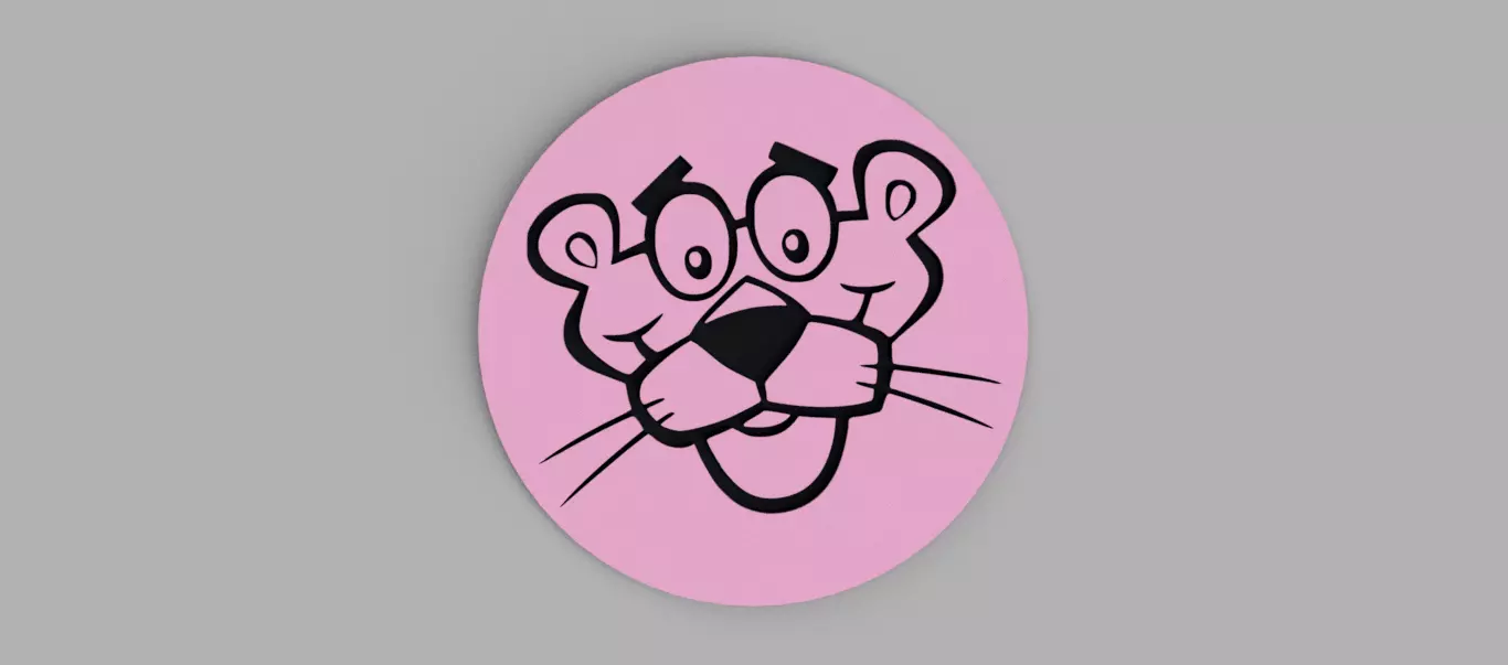 The Pink Panther Head Logo Coaster Free 3D print model
