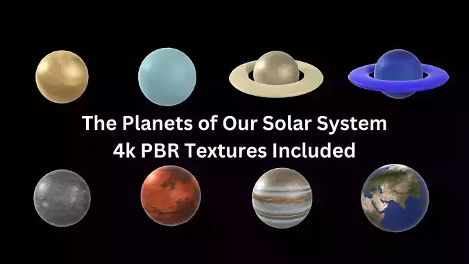 The Planets of Our Solar System with 4k Seamless PBR Textures 