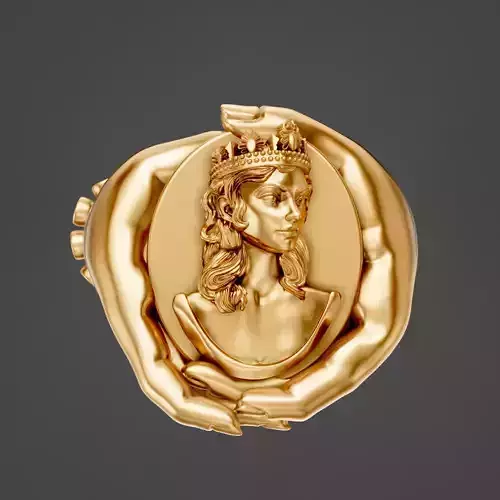 Queen ring printable gold jewelry printable 3D model
