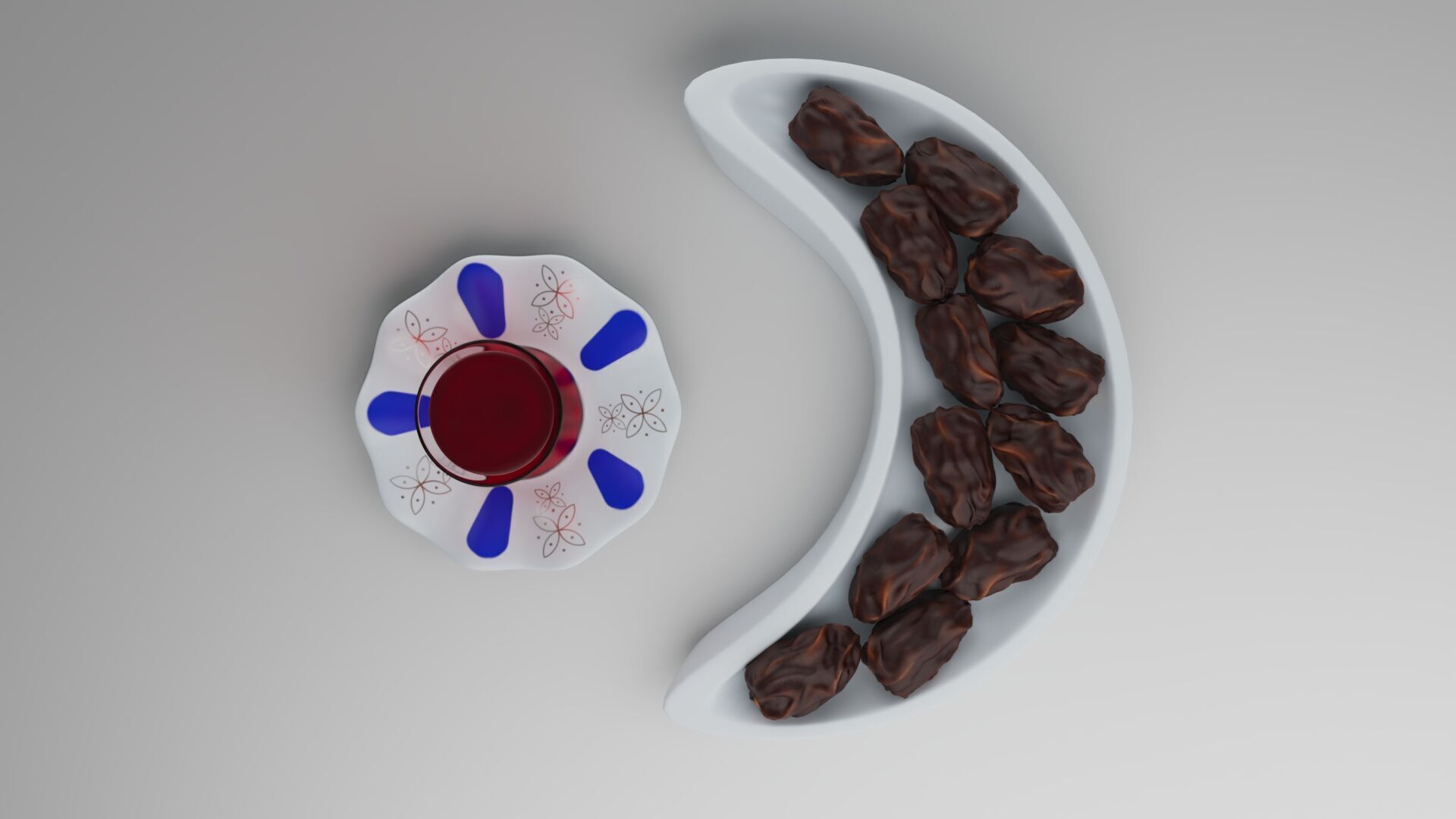 moon shaped plate with date and east tea can islamic 3D model 3D model_2