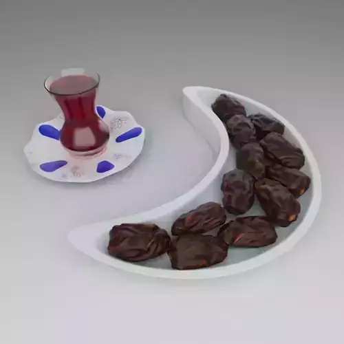 moon shaped plate with date and east tea can islamic 3D model