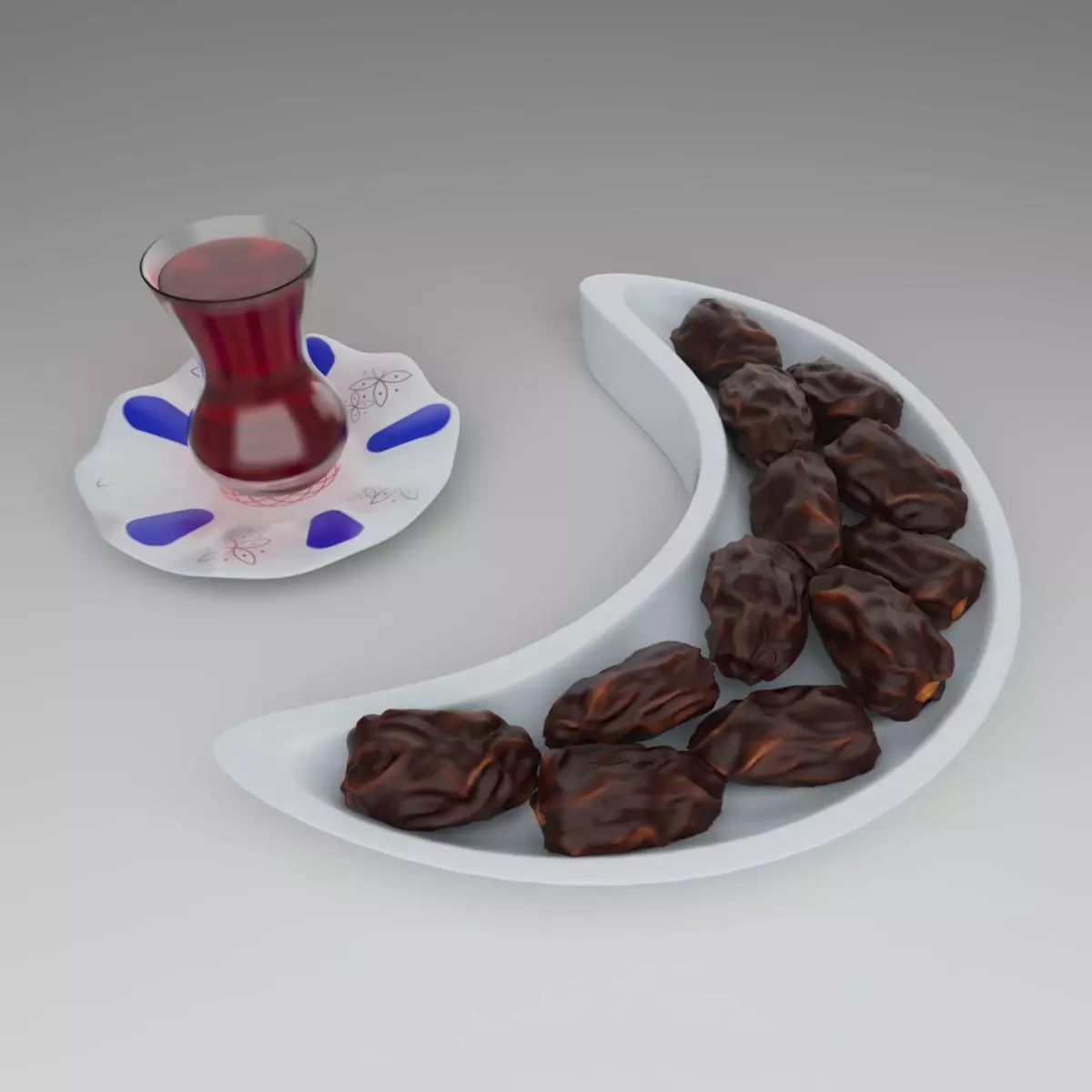 moon shaped plate with date and east tea can islamic 3D model 3D model_0