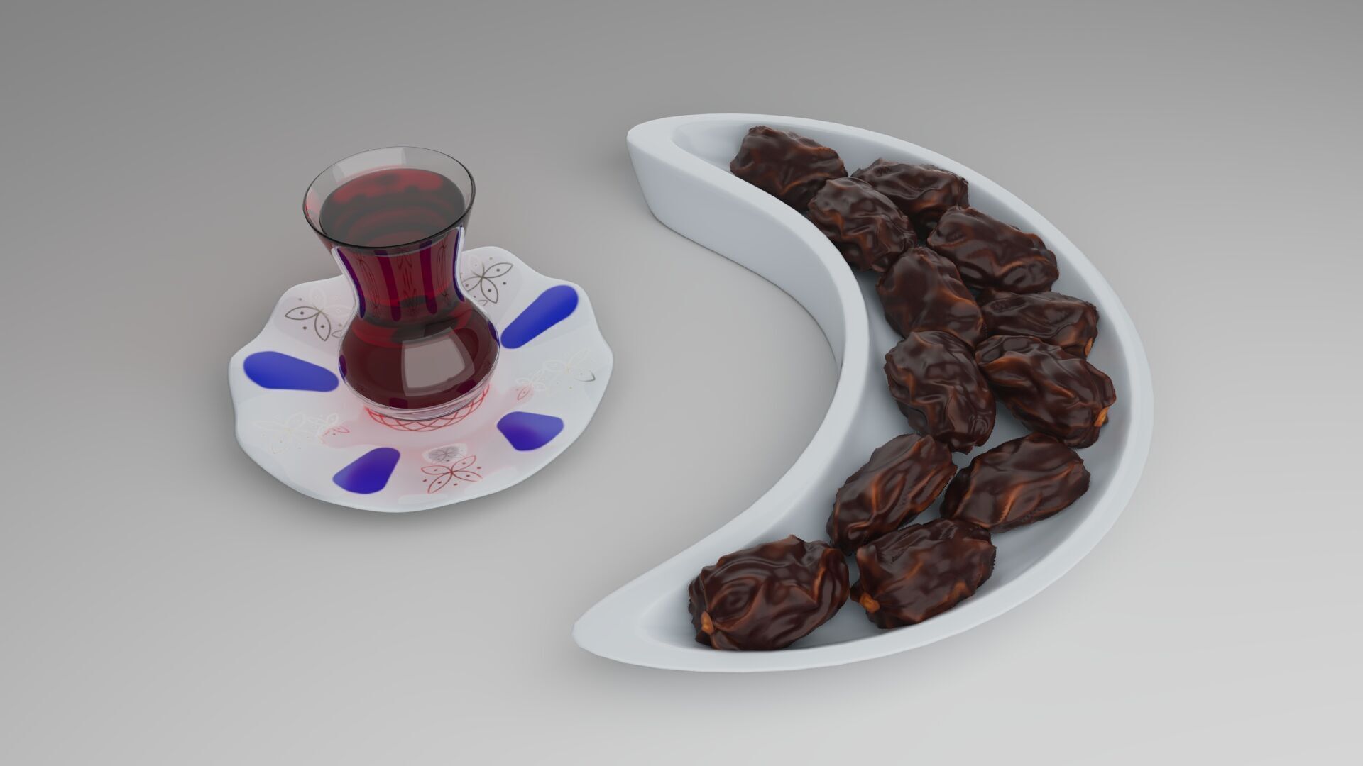moon shaped plate with date and east tea can islamic 3D model 3D model_1