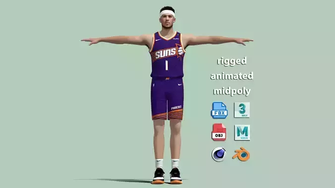 T-Pose Rigged Devin Booker Phoenix Suns 24-25 3D model