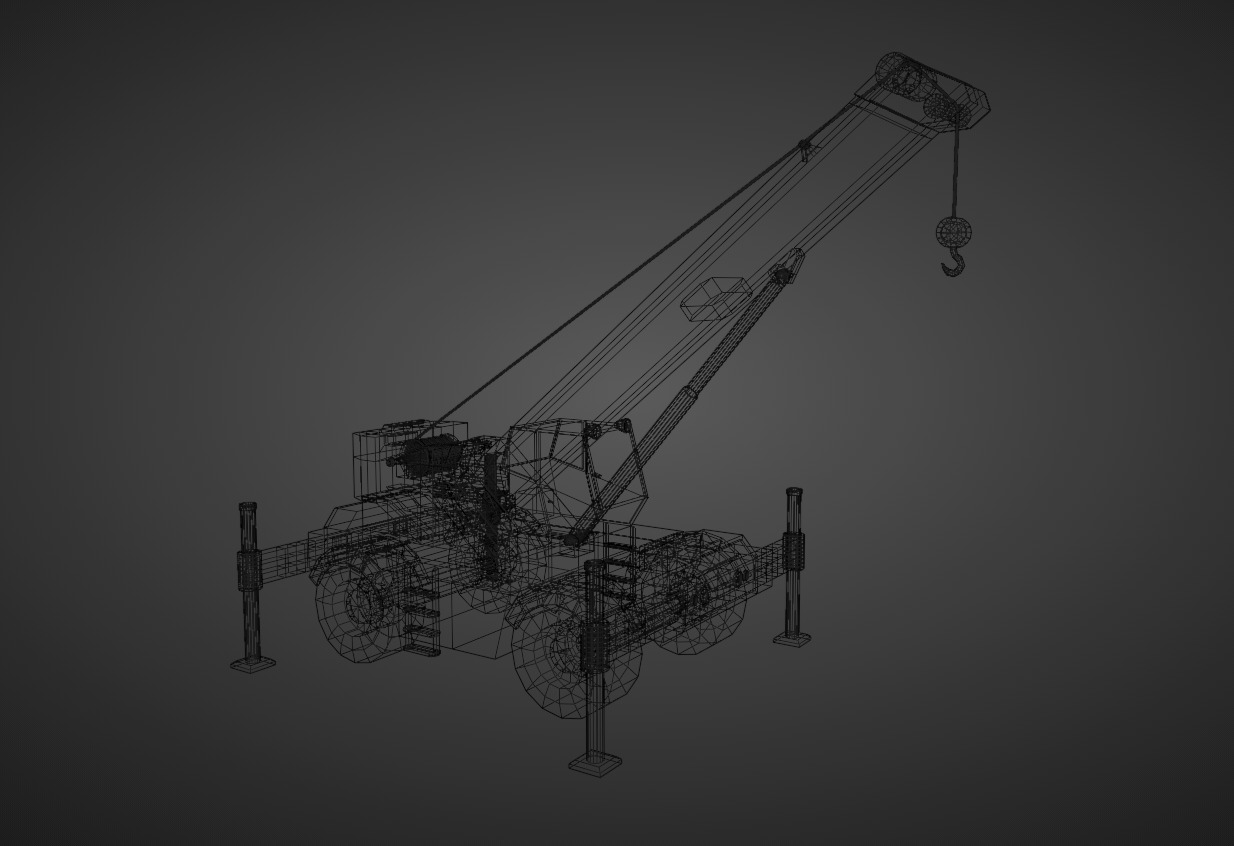Rough Terrain Crane Heavy Vehicle Low-poly 3D model_10