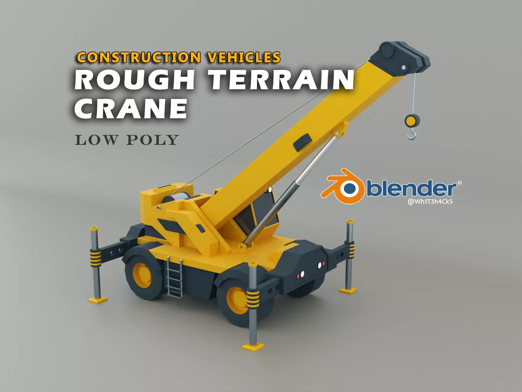 Rough Terrain Crane Heavy Vehicle Low-poly 3D model_0