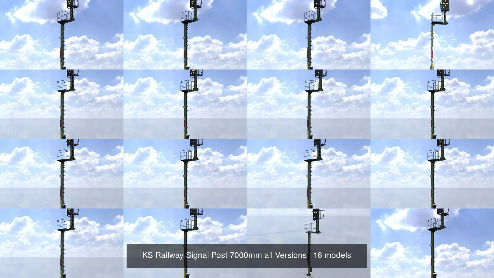 KS Railway Signal Post 7000mm all Versions 3D Model Collection_0