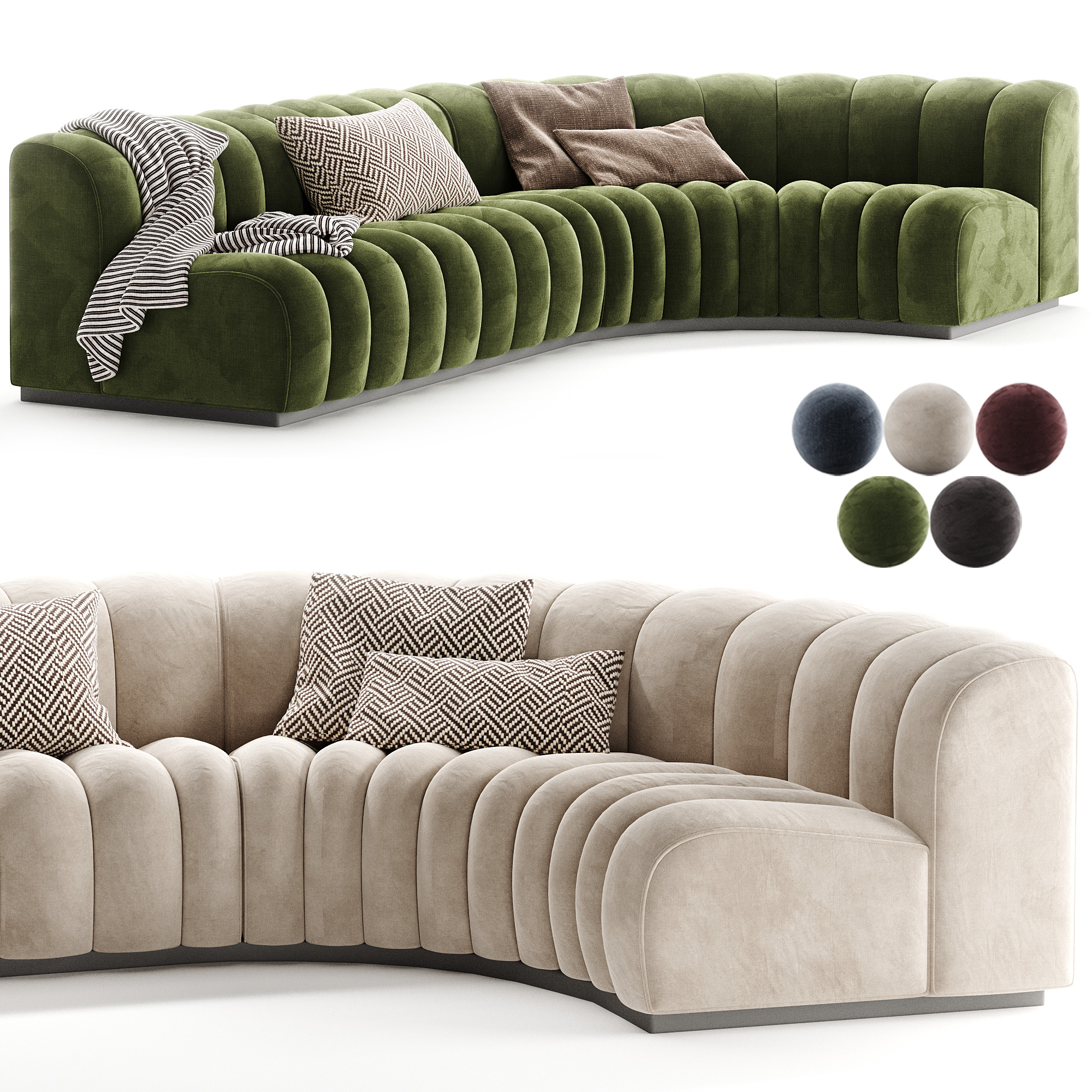 Marlow Performance Boucle Armless 2 Seater Sofa 3D model_3