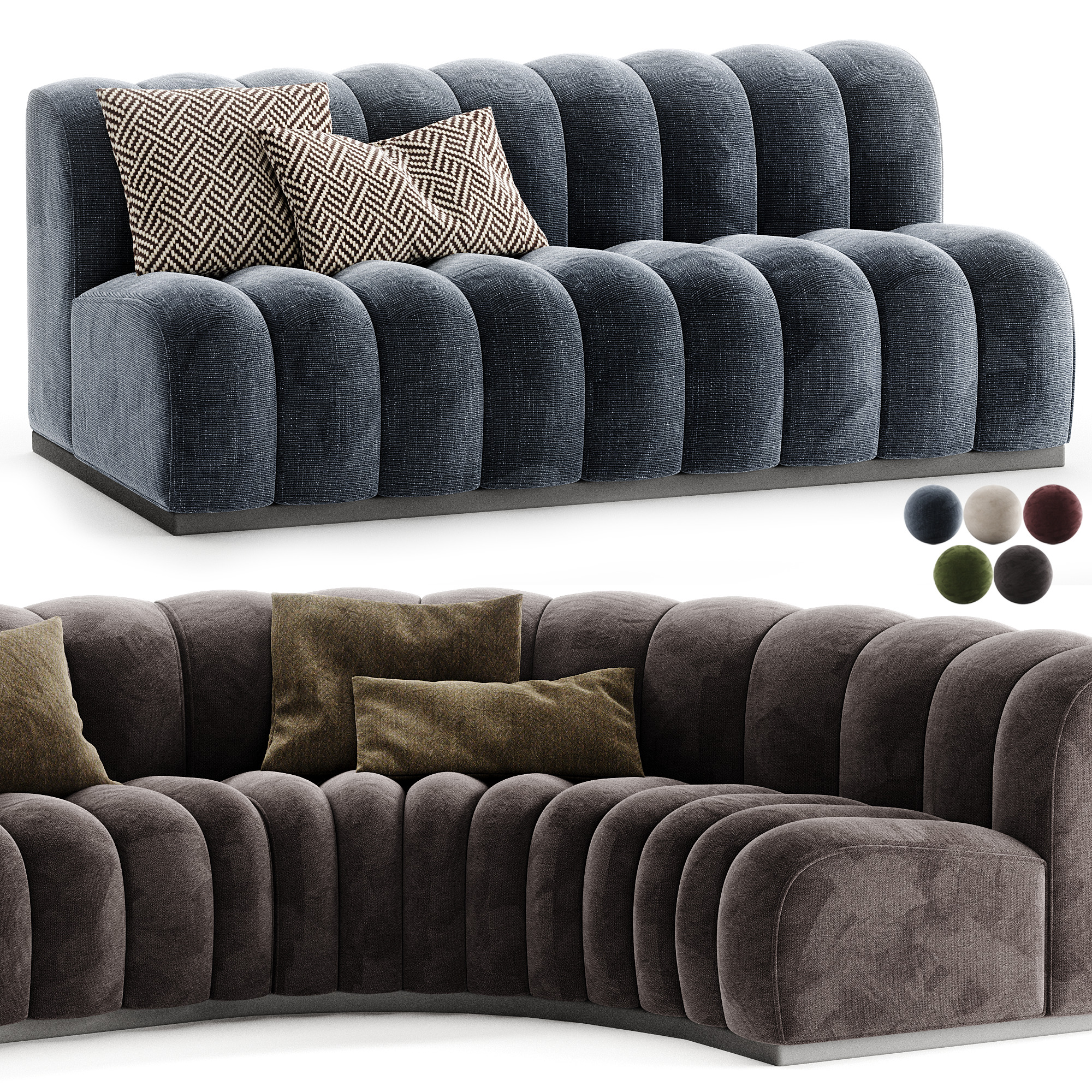 Marlow Performance Boucle Armless 2 Seater Sofa 3D model_2