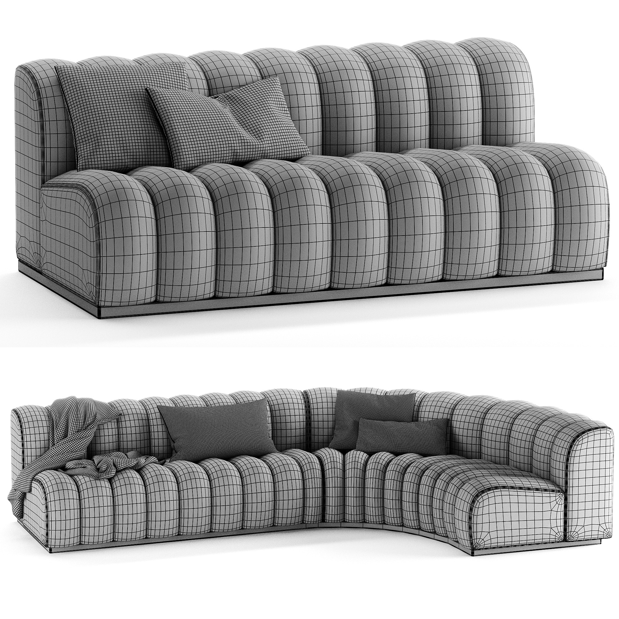 Marlow Performance Boucle Armless 2 Seater Sofa 3D model_6