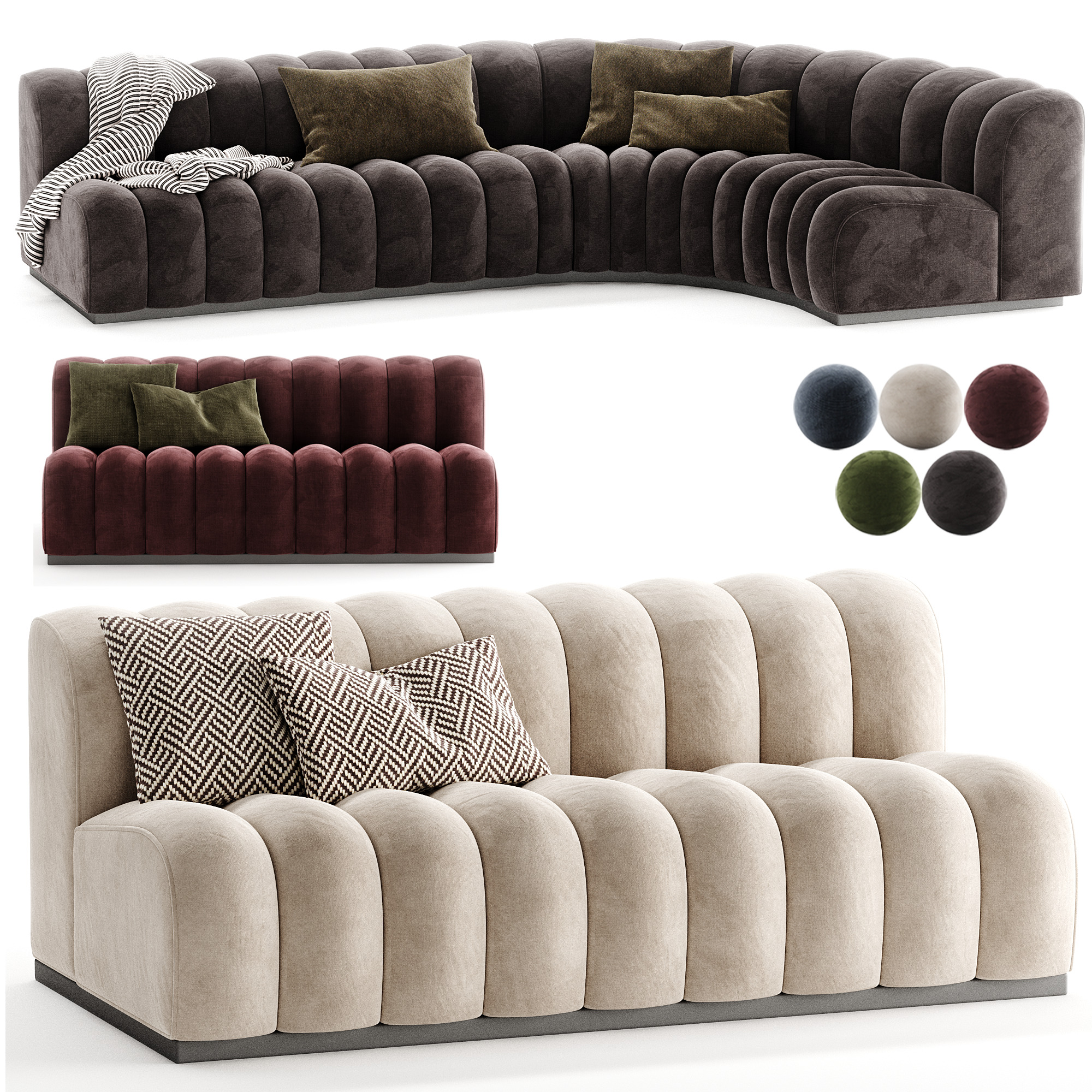 Marlow Performance Boucle Armless 2 Seater Sofa 3D model_4
