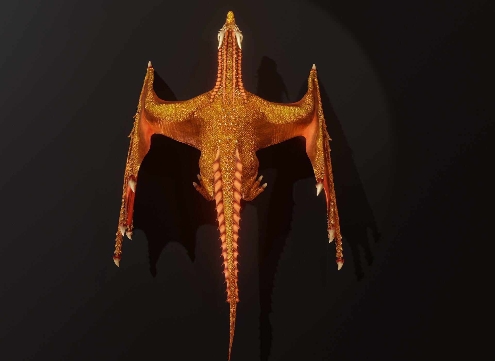 Realistic Gold Wyvern Animated Game-ready 3D Model Low-poly 3D model_15