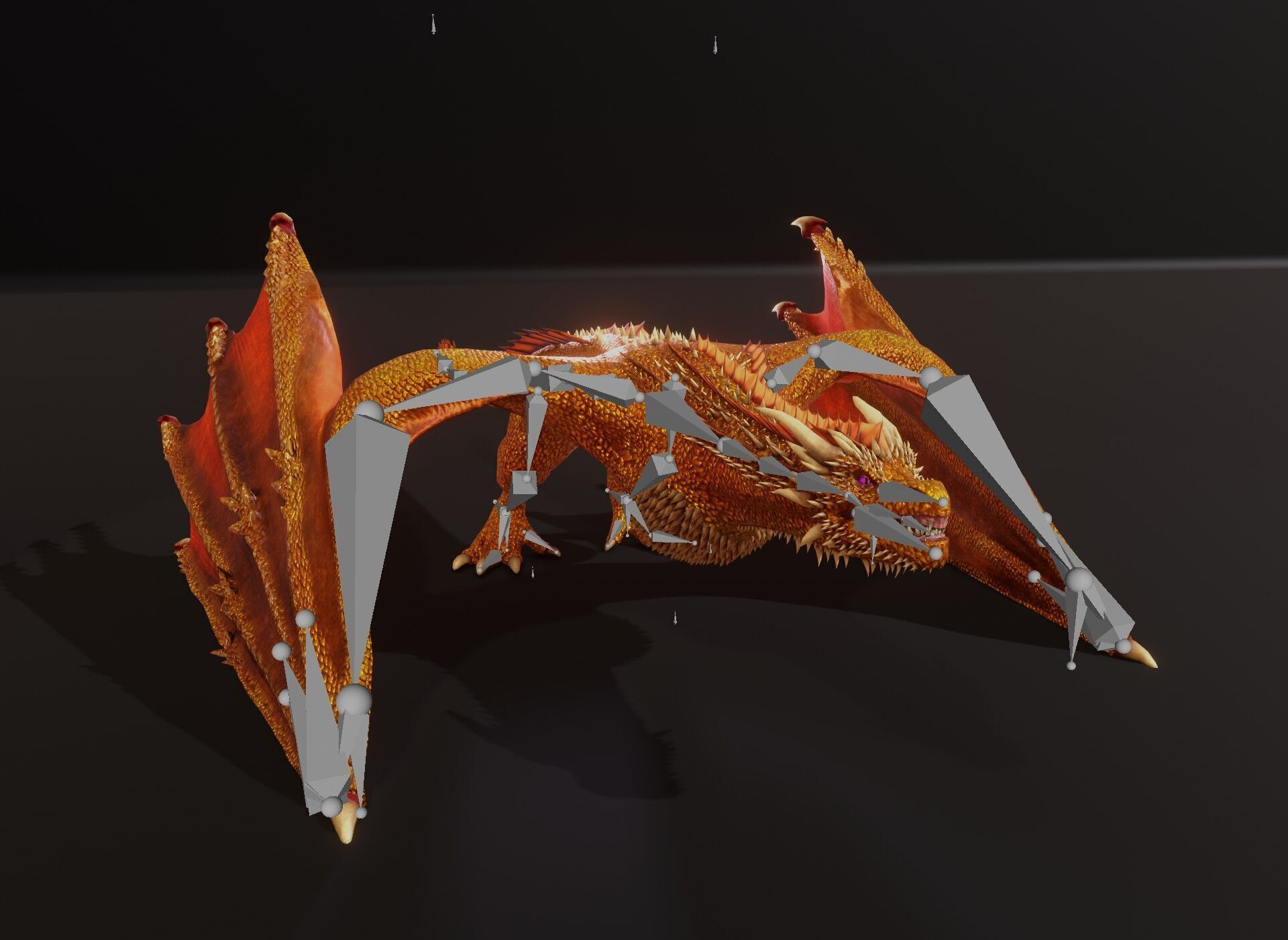 Realistic Gold Wyvern Animated Game-ready 3D Model Low-poly 3D model_23