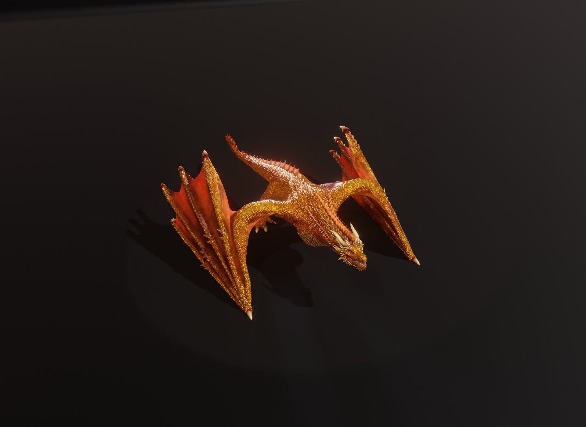 Realistic Gold Wyvern Animated Game-ready 3D Model Low-poly 3D model_10