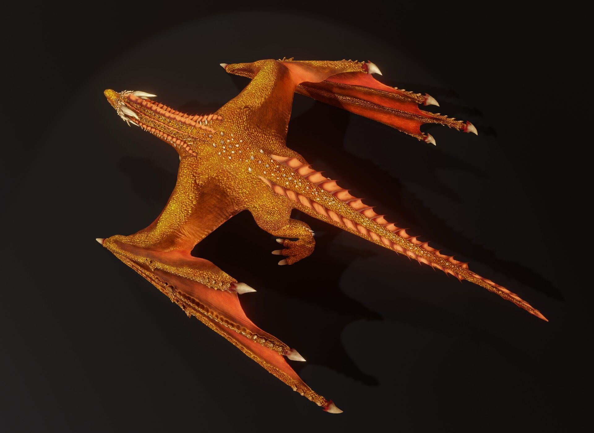 Realistic Gold Wyvern Animated Game-ready 3D Model Low-poly 3D model_9