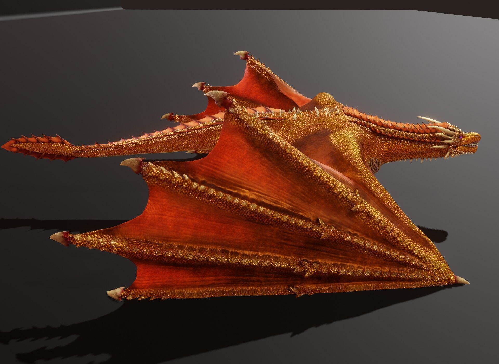 Realistic Gold Wyvern Animated Game-ready 3D Model Low-poly 3D model_11